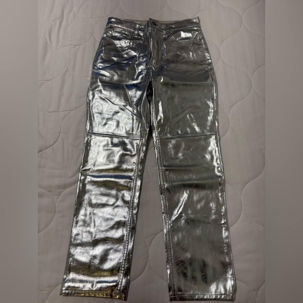 GAP Silver Metallic Women's leather pants